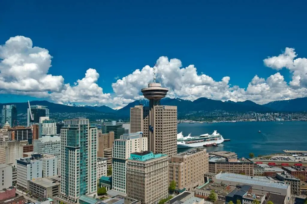 Photo of the view of Vancouver Lookout at Harbour Centre and a view of the bay is a thing to do in Vancouver BC with kids #vancouver #vancouverbc #vancouverlookout #britishcolumbia #canada
