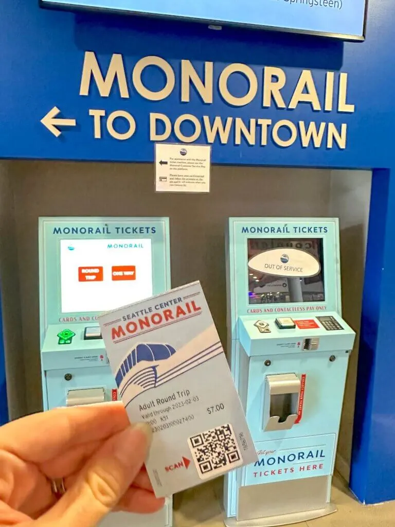 Image of ticket booths for the Seattle Monorail inside Seattle Center
