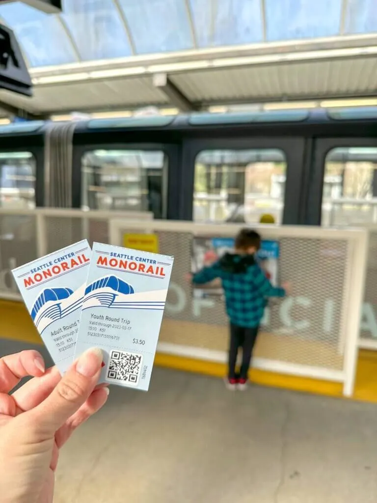 Image of two Seattle Center Monorail tickets