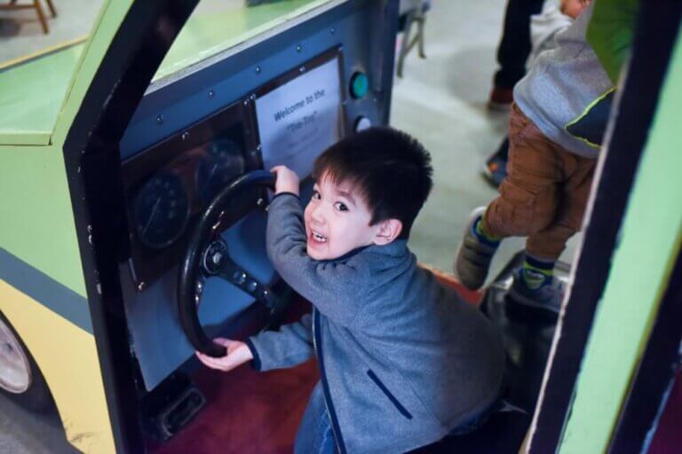 My 3-year-old loves vehicles and he enjoyed driving me in the Tro-Tro. Photo credit: Darren Cheung