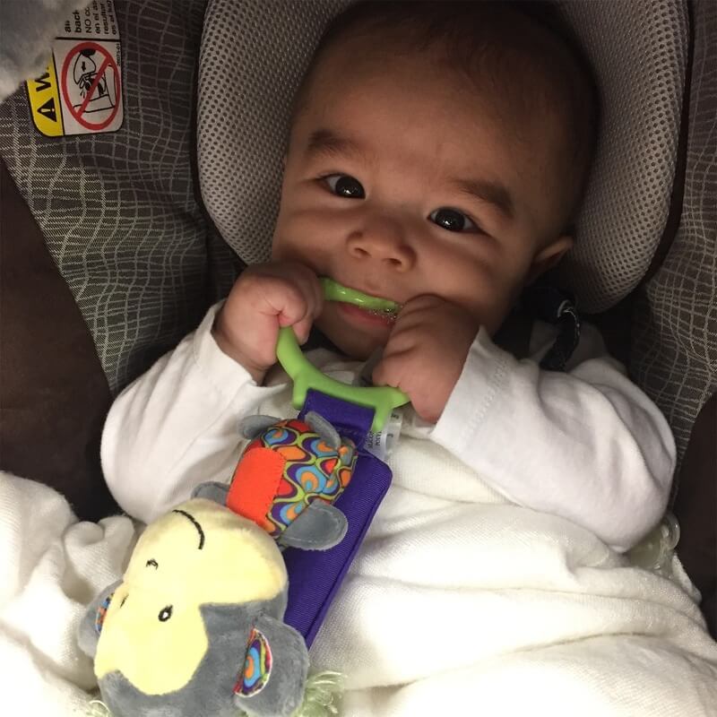 The teething ring gets a lot of use.