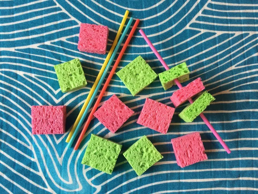Sponges and Straws busy bag