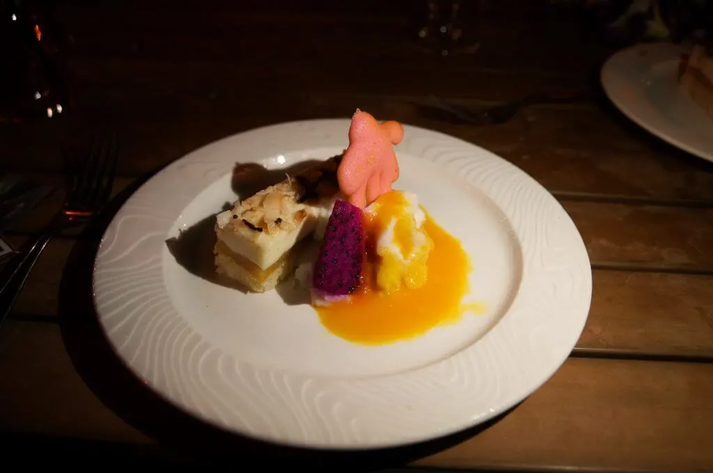 Dessert course at Feast at Lele, the best luau in Maui.