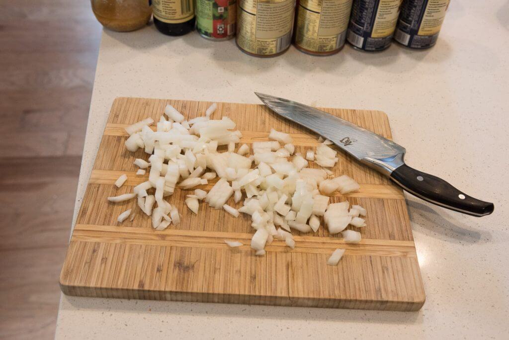 Chop up an onion.