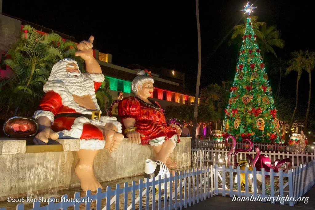 The Best Warm Places to Visit in December in the USA featured by top US travel blogger, Marcie in Mommyland: Honolulu City Lights is a must-see holiday event on Oahu