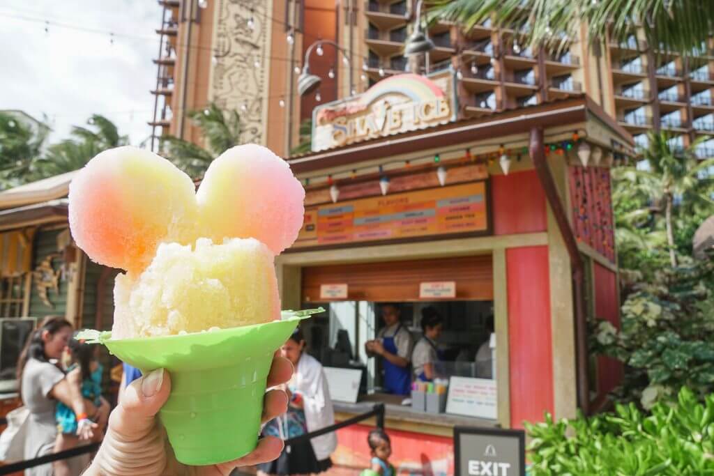 Disney Aulani resort tips featured by top US Disney blog, Marcie and the Mouse: Photo of Mickey shave ice at Aulani Resort on Oahu, Hawaii #aulani #shaveice #oahu