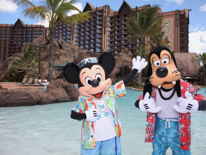 MICKEY MOUSE AND GOOFY VACATION AT AULANI -- With its fun recreation features and restaurants, its comfortable rooms, and its combination of Disney magic with Hawaiian beauty, tradition and relaxation, Aulani, a Disney Resort & Spa in Hawaii, offers a new way for families to vacation together on the island of Oahu. (Paul Hiffmeyer/Disney Destinations)