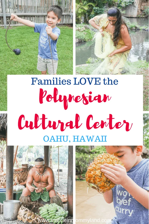 Heading to Oahu with kids? Find out why the Polynesian Cultural Center should be at the top of your list of Oahu attractions! Click to read more or pin to save for later. www.marcieinmommyland.com #polynesianculturalcenter #oahu #oahuattractions #familytravel #hawaii #hawaiianculture