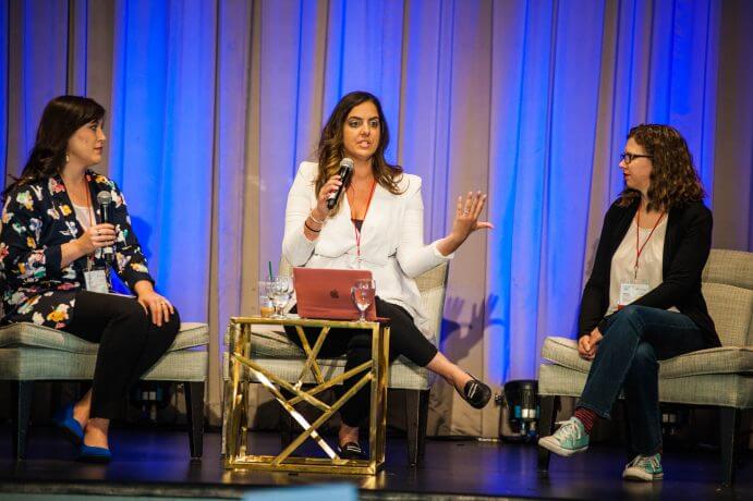 Photo of a panel discussion at the Women in Travel Summit in Quebec City, a travel blogging conference for women #wits18 #womenintravelsummit #travelblog #travelblogging