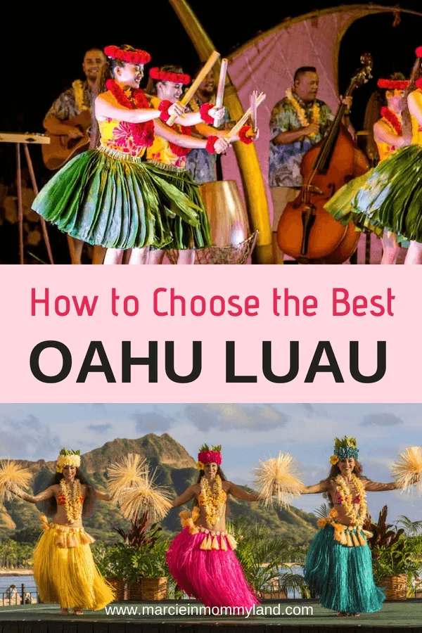 Choosing the best Oahu luau for your family can be tough! See which ones have the best entertainment, allergy-friendly food options, shuttles from Waikiki, or most unique cultural activities. Plus, find out if your kids can eat for free! Click to read more or pin to save for later. www.marcieinmommyland.com #oahu #hawaii #luau #hawaiianluau #hawaiianfood #oahuactivity #waikiki #honolulu #aulani #disney #polynesianculturalcenter #waimeavalley #waikikiaquarium