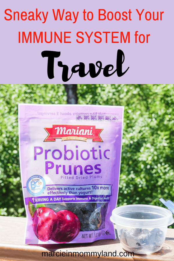 Do you have digestive issues when you travel? Find out how Mariani Probiotic Prunes can help keep your digestive system healthy and improve your immune system. Click to read more or pin to read for later. www.marcieinmommyland.com #marianisuperprunes #pmedia #ad #immunesystem #healthysnacks #probiotics