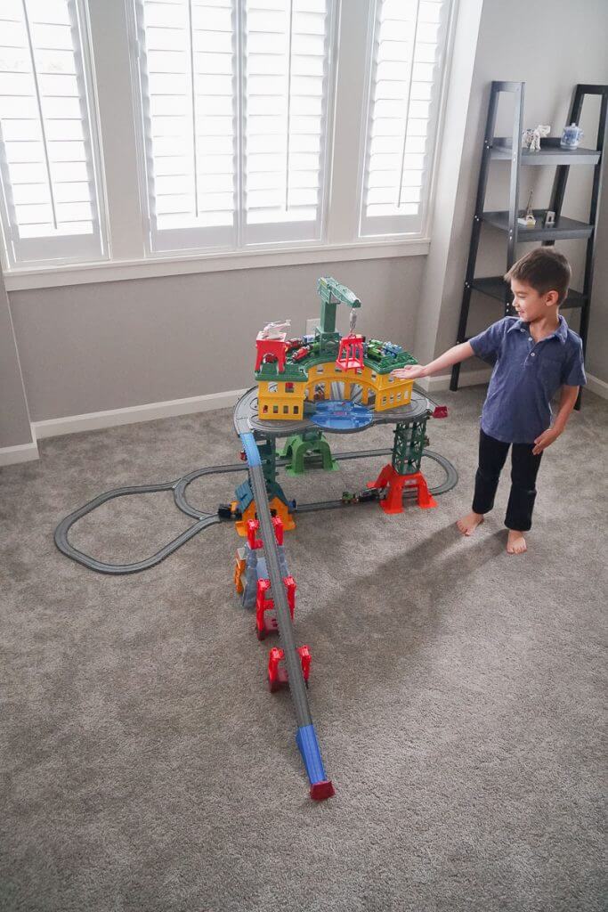 Photo of the Thomas Super Station in one of the track configurations #thomassuperstation #thomasandfriends #giftsforpreschoolers #giftsfortoddlers