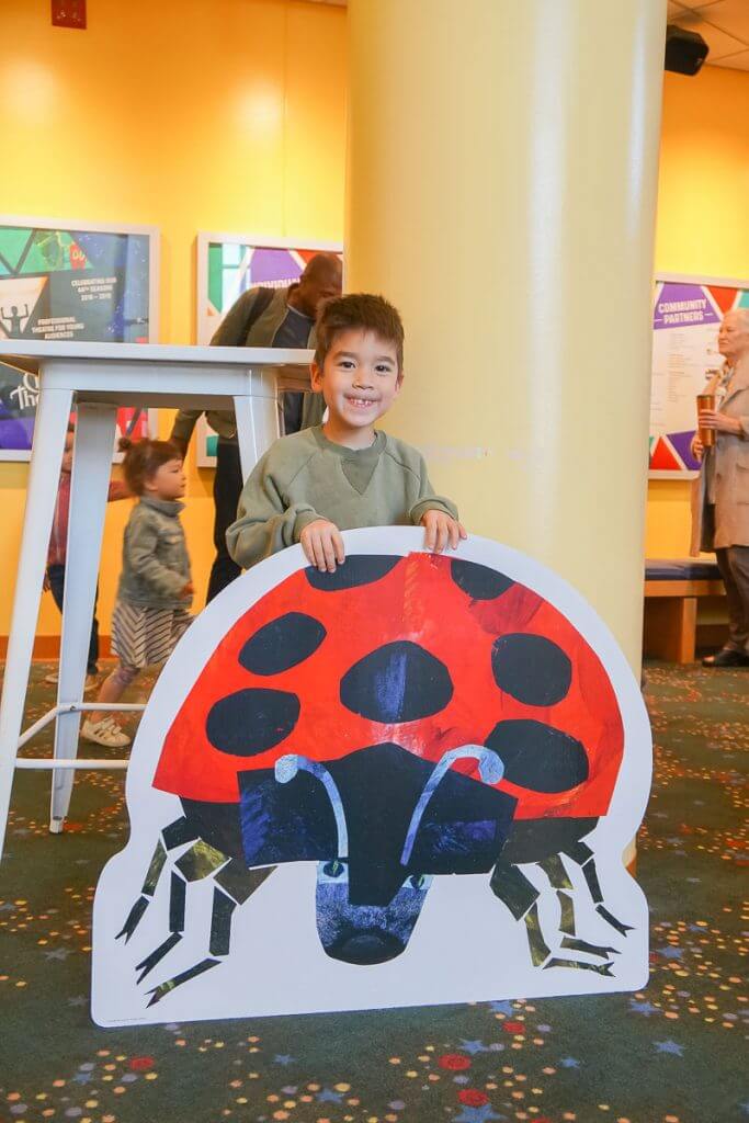 Photo of an Eric Carle lady bug at the Seattle Children's Theatre #ericcarle #seattlechildrenstheatre #seattlecenter
