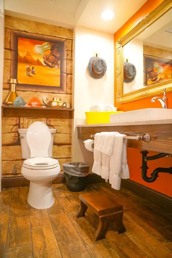 Photo of the LEGOLAND Hotel bathroom in the Adventure Theme Room #legolandhotel #adventureroom #legolandcalifornia #lego #bathroom