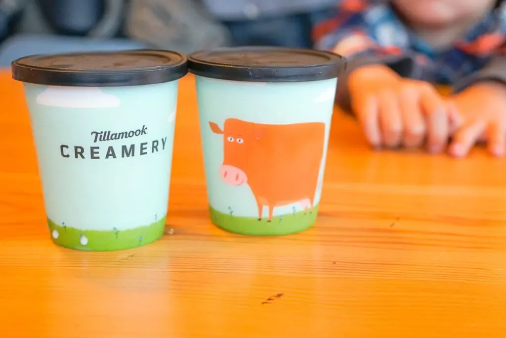 Photo of the milk cups at Tillamook Creamery, a great place to eat with kids on the Oregon Coast #tillamook #tillamookcreamery #oregon #oregoncoast