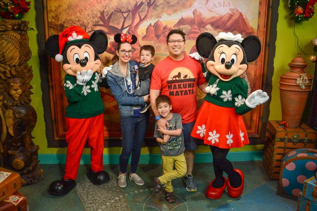 Mickey and Minnie Mouse dress up in holiday sweaters during the Holiday Season at Disney's Animal Kingdom Park. #mickey #minnie #wdw #waltdisneyworld