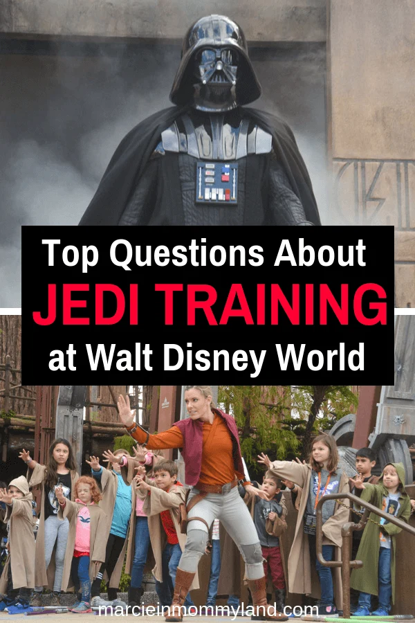 If you have a Star Wars fan (ages 4-12) and are heading to Walt Disney World in Florida, you probably want to sign up for the Jedi Training Academy. Get all your questions answered plus watch a video detailing the experience at Disney's Hollywood Studios. Click to read more or pin to save for later. www.marcieinmommyland.com #jeditraining #disneyworld #waltdisneyworld #starwars #hollywoodstudios