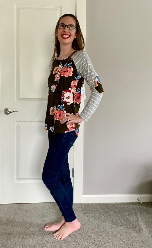 Stitch Fix unboxing: Danika Elbow Patch Detail Knit Top from PINK CLOVER