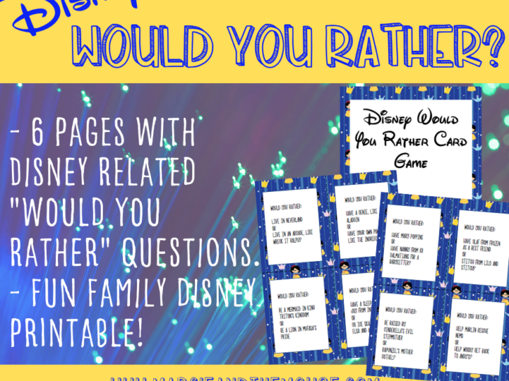 Disney Would You Rather FREE Printable Game featured by top US Disney blogger, Marcie and the Mouse: Road tripping to Disney World? Bring along this Disney Would You Rather game to keep the whole family entertained!
