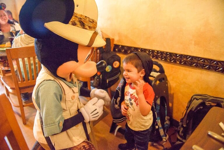Mickey Mouse is just one of the hosts of this Tusker House character breakfast at Walt Disney World's Animal Kingdom Park. This character meal also features Daisy, Donald, and Goofy and it's a buffet-style table service restaurant that is part of the Disney Dining Plan. #tuskerhouse #animalkingdom #waltdisneyworld #disneyworld #characterbreakfast | Tusker House Character Breakfast review featured by top Disney blogger, Marcie and the Mouse