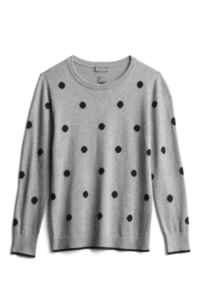 Stitch Fix Unboxing and Try on for December featured by top US life and style blogger, Marcie in Mommyland. | December Stitch Fix unboxing and try on featured by top US life and style blogger, Marcie in Mommyland: image of Roadith Crew Neck Cotton Blend Pullover | For colder winter days, throw on this polka dot pullover sweater perfect for cold winter days
