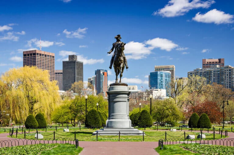 Top 7 Day Trips from Boston featured by top US travel blogger, Marcie in Mommyland: Boston, Massachusetts at the Public Garden in the spring time.