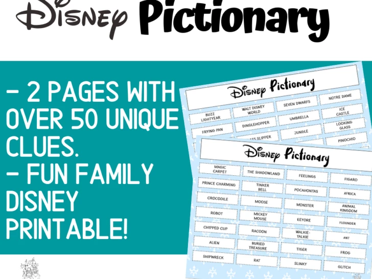 Disney Pictionary Game: a FREE Printable featured by top US Disney blogger, Marcie and the Mouse