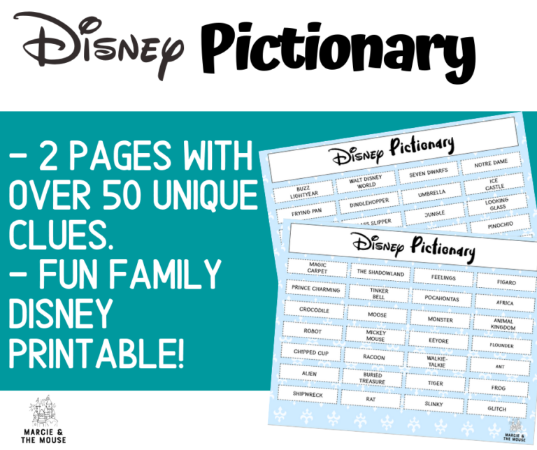 Disney Pictionary Game: a FREE Printable featured by top US Disney blogger, Marcie and the Mouse