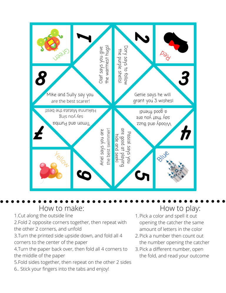 Disney Cootie Catcher FREE Printable featured by top US Disney blogger, Marcie and the Mouse