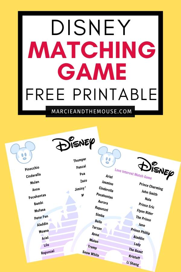 Disney Printable: Sidekicks, Love Interests + Villains Matching Game featured by top US Disney blogger, Marcie and the Mouse