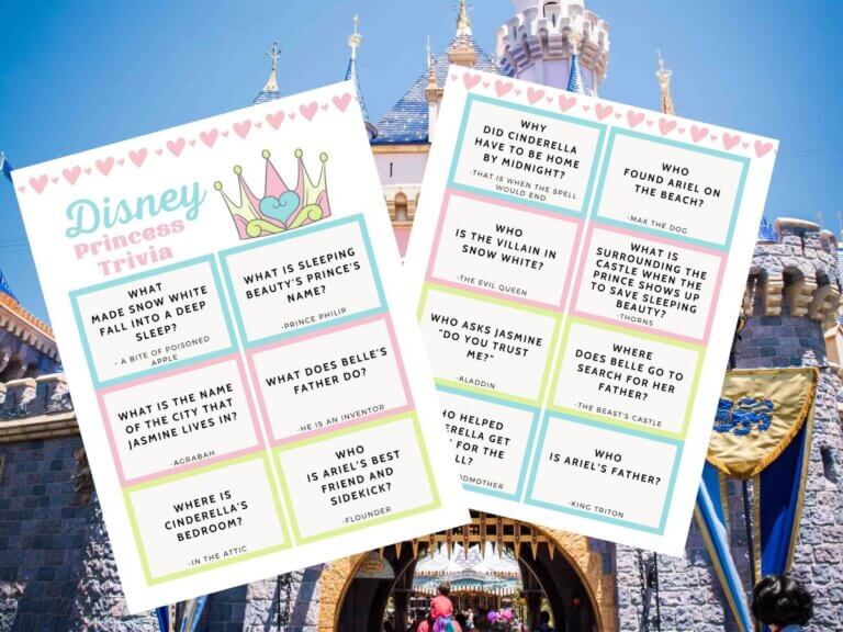 FREE Disney Princess Trivia Game Printable featured by top US Disney blogger, Marcie in Mommyland
