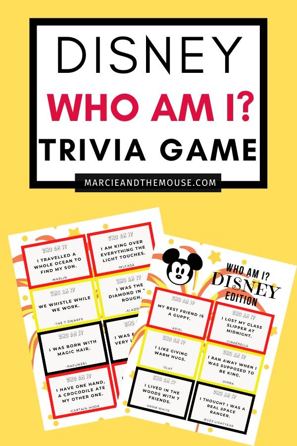 FREE Disney Trivia Game Printable: Disney Who Am I? Game featured by top US Disney blogger, Marcie and the Mouse