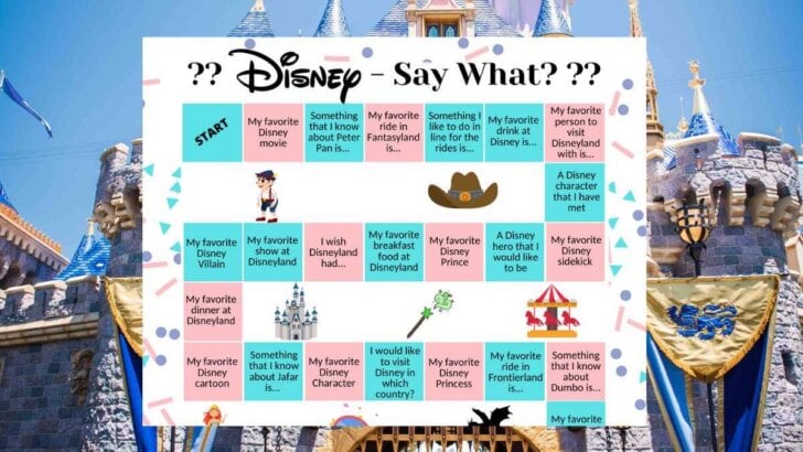 Disney FREE Printable Game: Disney Say What featured by top US Disney blogger, Marcie in Mommyland