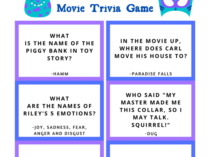 FREE Disney Pixar Trivia Game Printable featured by top US Disney blogger, Marcie and the Mouse
