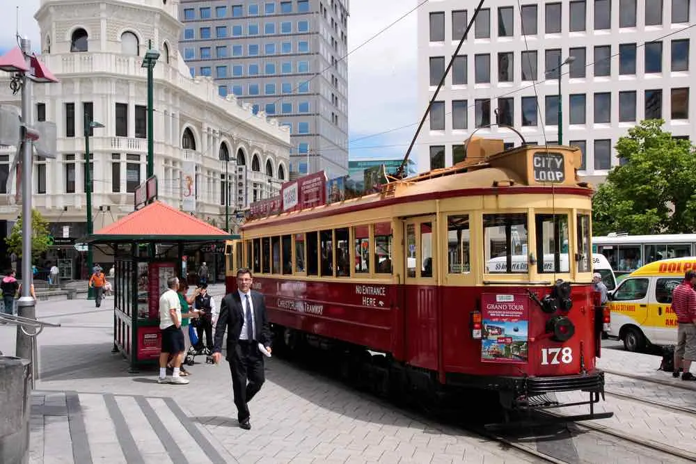 Things to do in Christchurch with Kids, a weekend itinerary featured by top travel blogger, Marcie in Mommyland: Christchurch Tram at the Cathedral Square in New Zealand