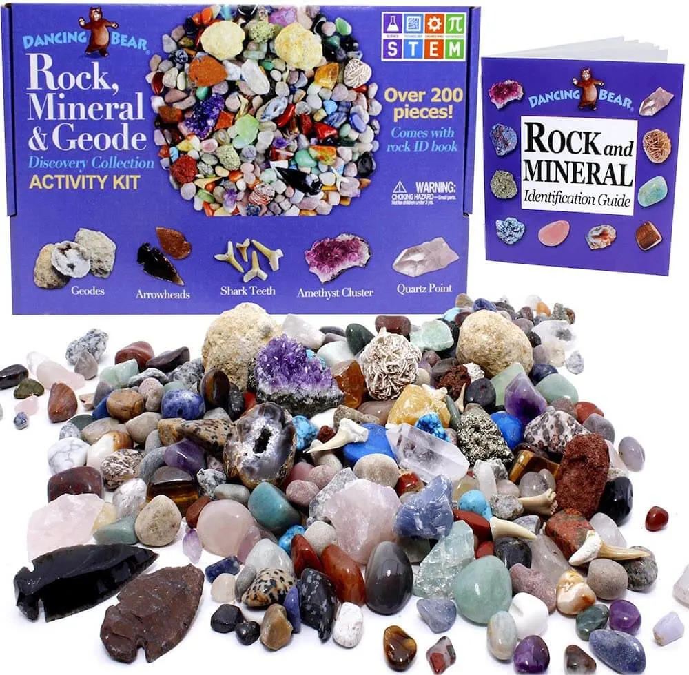 13 Best Science Kits for 6 Year Olds featured by top Seattle lifestyle blogger, Marcie in Mommyland: Dancing Bear Rock and Mineral Collection Activity Kit for 6 year olds