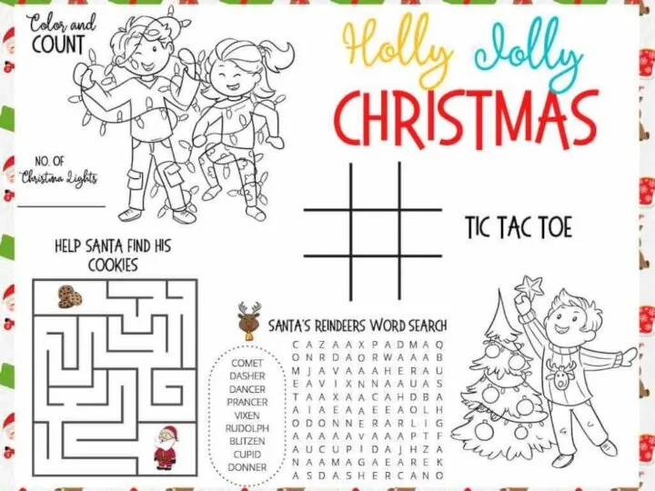 Free Christmas activity mat for kids by top Seattle blog Marcie in Mommyland