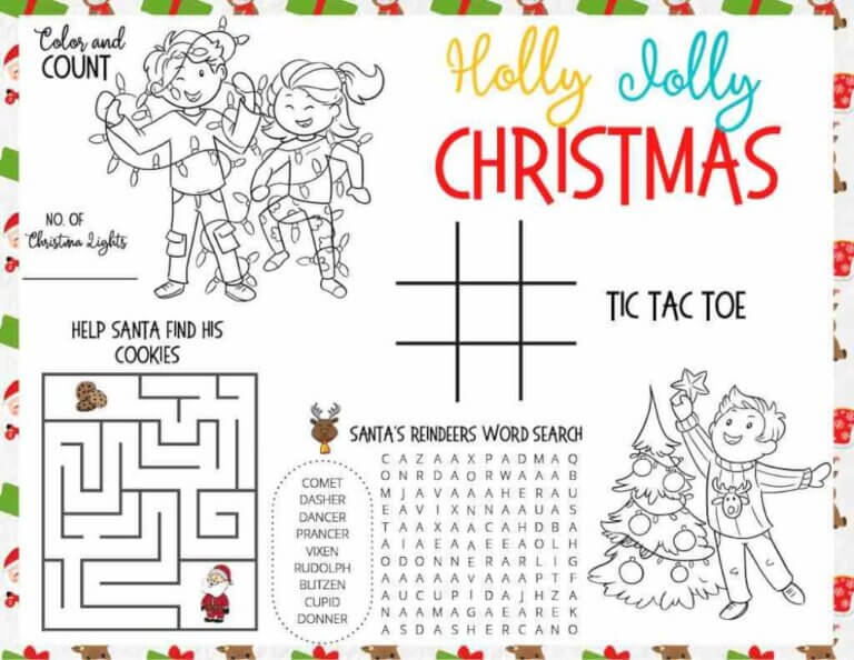 Free Christmas activity mat for kids by top Seattle blog Marcie in Mommyland