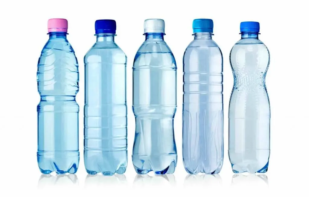 Did you know not all plastic bottles are recyclable? Find out a fun game to re-use plastic bottles. Image of 5 plastic water bottles lined up.