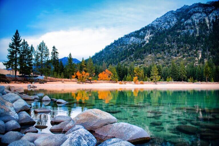 11 Best Fall Destinations in the US featured by top US family travel blogger, Marcie in Mommyland: Avoid the crowds by visiting Lake Tahoe in the fall.