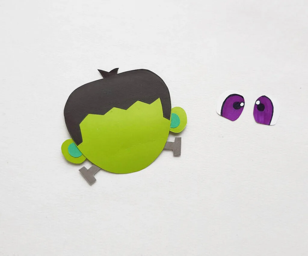 Glue on the bolts to Frankenstein's neck for this Halloween paper craft.