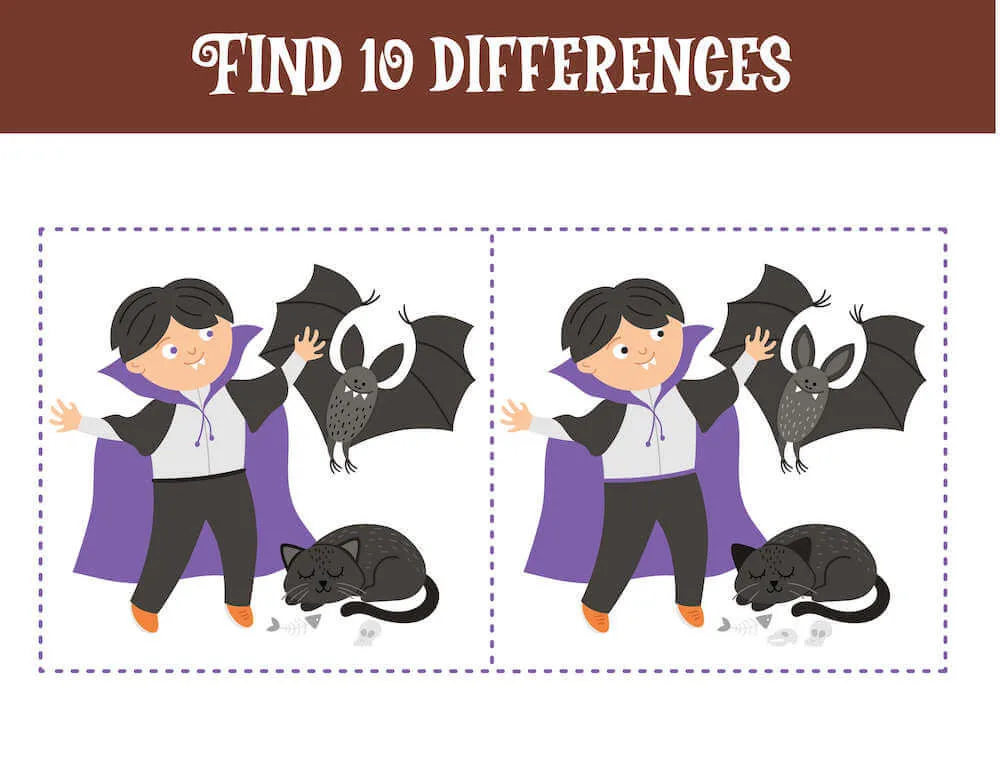 Spot the difference between these two pictures of Dracula and his spooky friends.