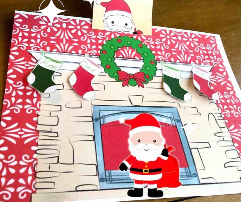 Learn how to make this printable Twas the Night Before Christmas craft by top Seattle blog Marcie in Mommyland. Image of Santa coming down the chimney