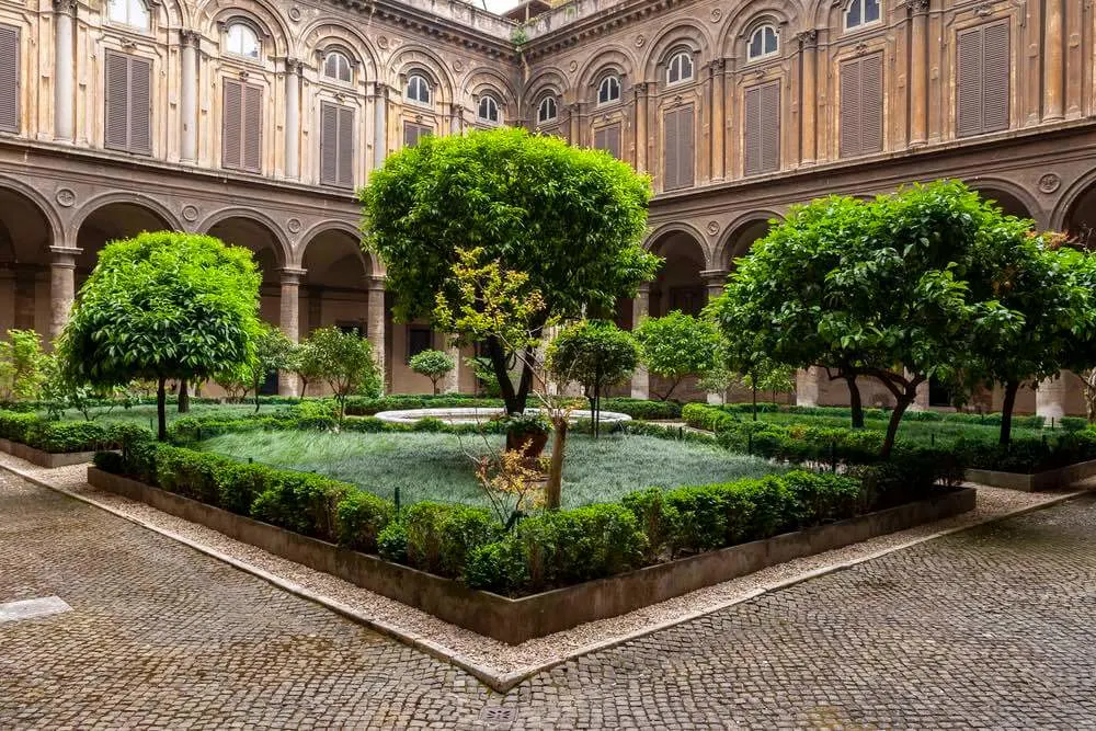 Image of the Courtyard of the Doria Pamphilj Gallery in Rome, Italy.