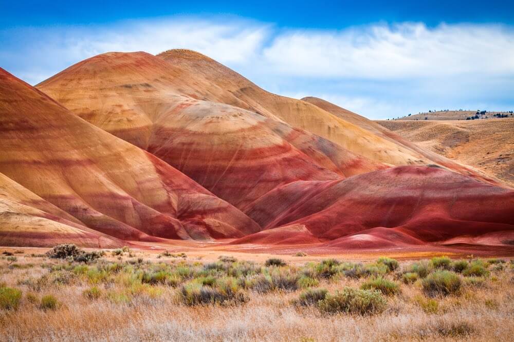 Colorful clay hills in the Painted Hills of Oregon, USA