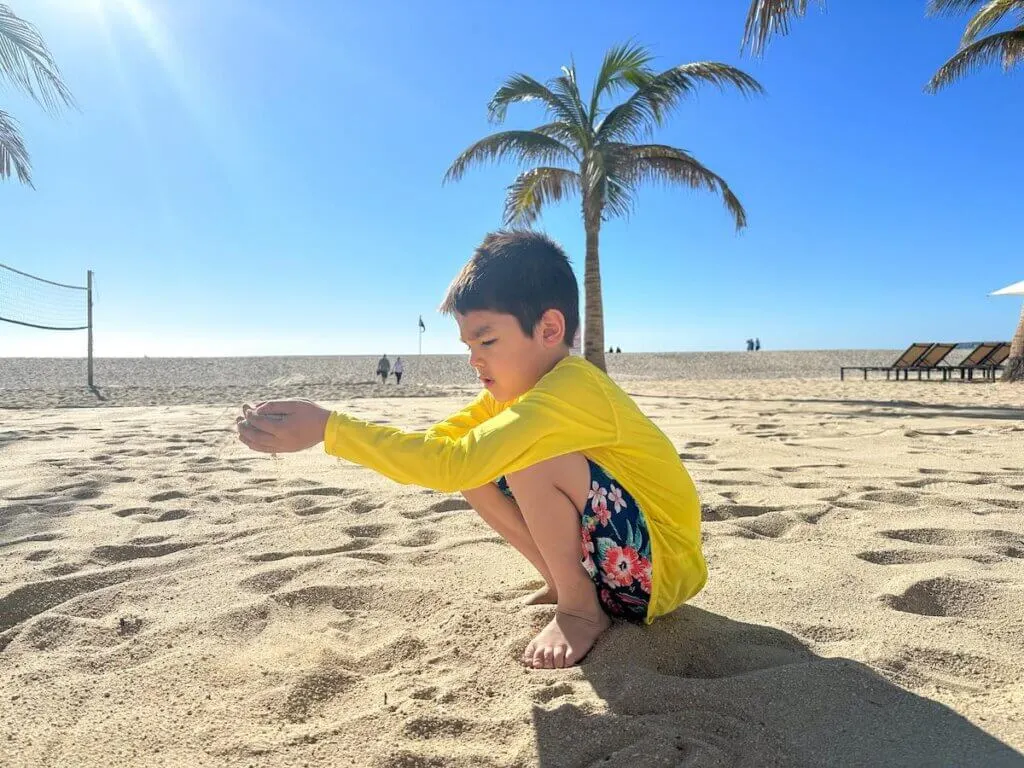 Hyatt Ziva Los Cabos Resort Review: My son enjoying the beach too much!