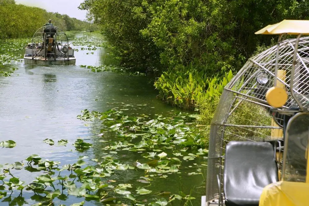Airboat in Everglades Florida Big Cypress National Preserve.