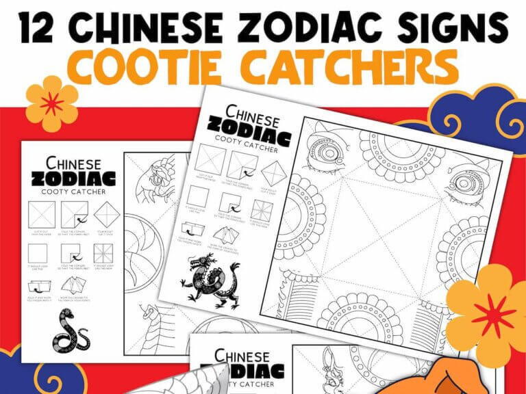 Find out how to make a Chinese New Year cootie catcher by top family blog Marcie in Mommyland. Image of Chinese zodiac crafts for kids.