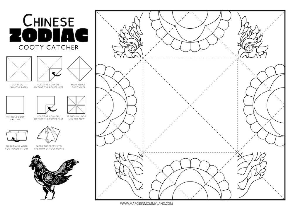 Chinese Zodiac paper craft for the Year of the Rooster