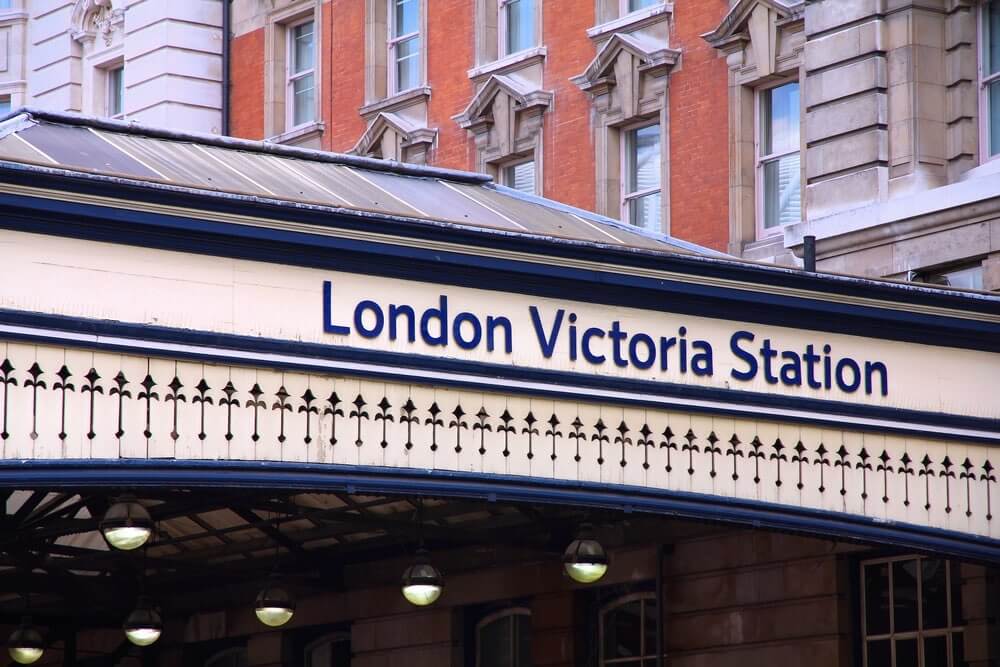 London, United Kingdom - entrance to famous Victoria Station.